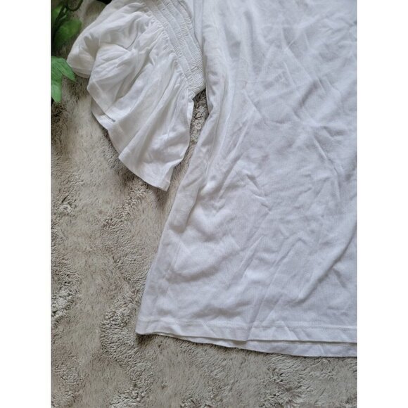 14th Union Light White Flutter Banded Sleeve Crew Neck Tshirt NWT Sz M - Picture 4 of 12